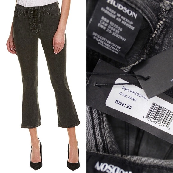 Hudson Jeans Denim - Hudson High-Rise Vintage Wash Lace-Up Flare Crop Boot 25